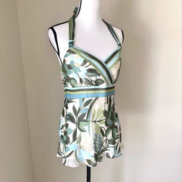 Ann Taylor Silk Ribbon Halter Top Floral Print 4 - Picture 3 of 11